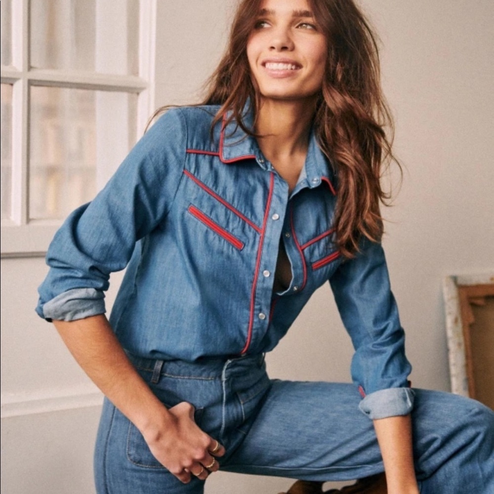 Sezane Chemise Brady Denim Top